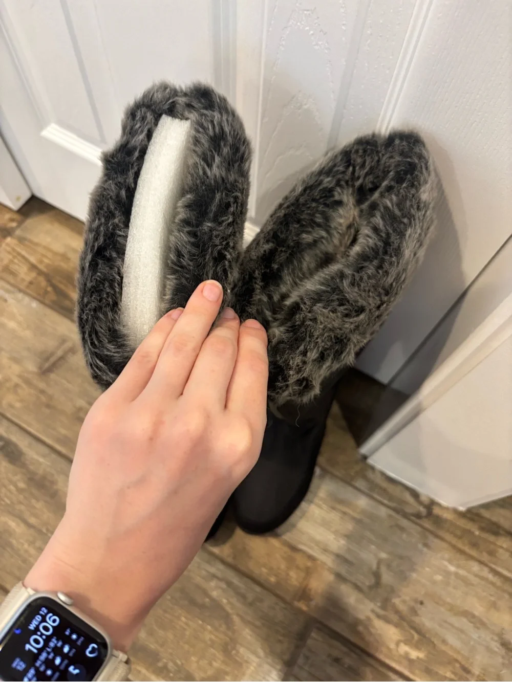 Juicy Couture Black Knee-High Winter Boots with Faux Fur Cuff